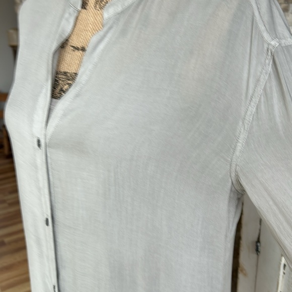 James Perse mandarin collar taupe gray brown long sleeve shirt dress 100% viscos - Picture 4 of 16